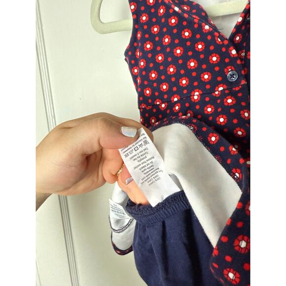 Janie and Jack Blue Red Mod Floral Collared Sleeveless Preppy Dress 12-18 MOS - Picture 6 of 6